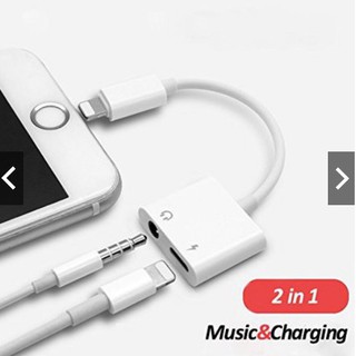 Jack - Cáp chuyển đổi từ chân Lightning sang 2 đầu: tròn 3.5mm và Lightning - Vừa Sạc Vừa Cắm Tai Nghe Fullbox