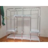 Tủ quần áo Tủ quần áo, Khung treo quần áo vải khung thép bạc chống gỉ kích thước 2m1 bảo hành 12 tháng 1 đổi 1