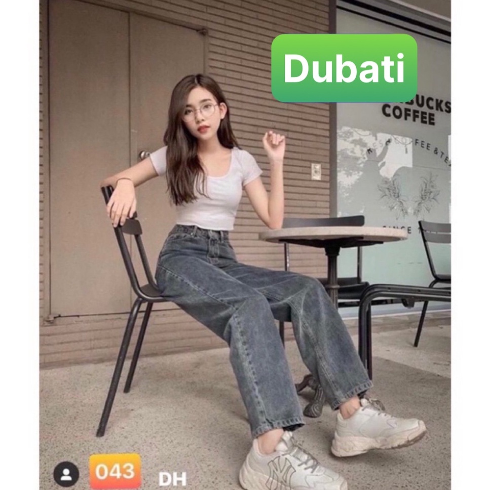 QUẦN BAGGY JEAN NỮ CHẤT BÒ ĐEN XÁM XANH ỐNG SUÔNG RỘNG DÀI LƯNG CAO NÂNG MÔNG PHONG CÁCH SÀNH ĐIỆU - DUBTI FASHION