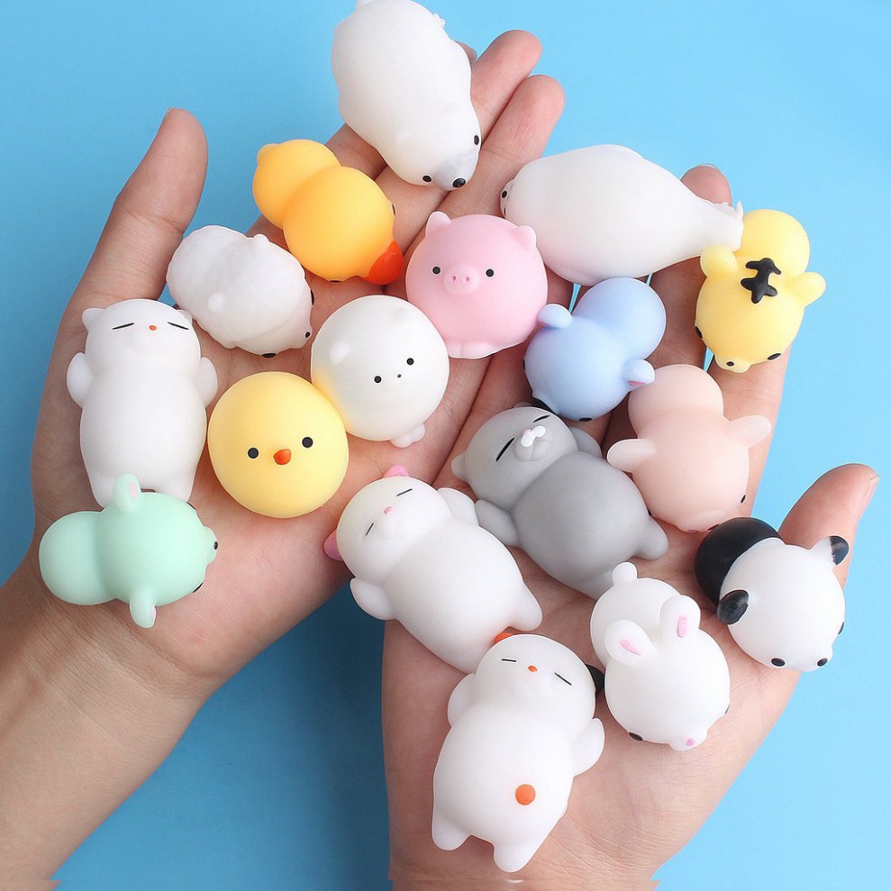 (thanh lý) Mochi, Squishy thú dẻo dễ thương, combo 10 con không trùng, hàng nhập y hình 100%