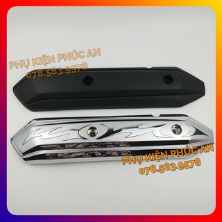 Ốp che ống pô xe Airblade AB đầu bò to - pát bô cách nhiệt ống xả năm 2011 2012 air blade đen nhám xi inox crom
