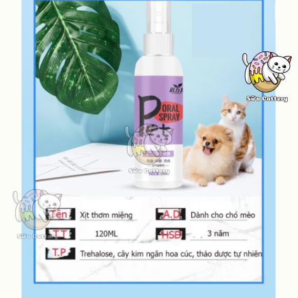 Xịt thơm miệng cho thú cưng, khử mùi hôi răng miệng, chăm sóc răng miệng cho chó mèo, 100% thảo dược