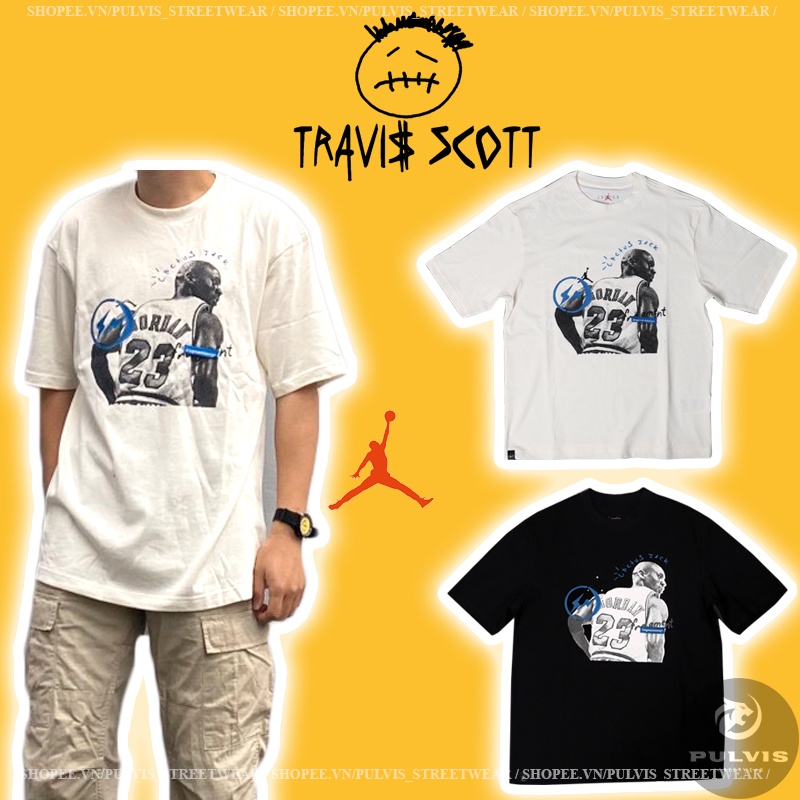 ⚡️[Hight Quality] - Áo Tee Travis Scott X Fragment X J.o.r.d.a.n T-shirt Black/White, Áo thun jordan x Fragment