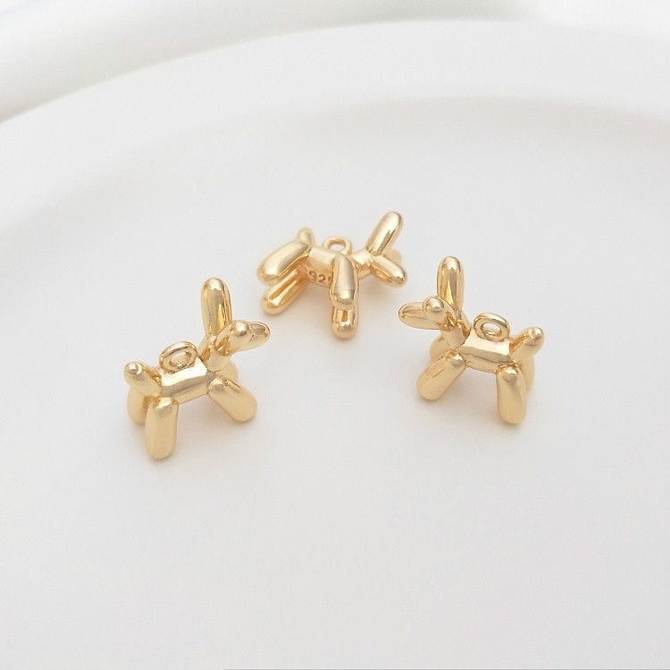 [Little Blu] Mặt Dây Chuyền Thủ Công diy Bằng Đồng Màu Vàng Đồng Hình Chú Chó Bong Bóng Tuần Lộc Dễ Thương Tự Làm Thủ Công Je