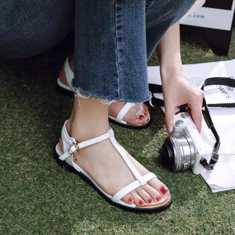 Giày Sandal Nữ MWC Đế Bệt Quai Thiết Kế Chữ T Basic NUSD- 2885