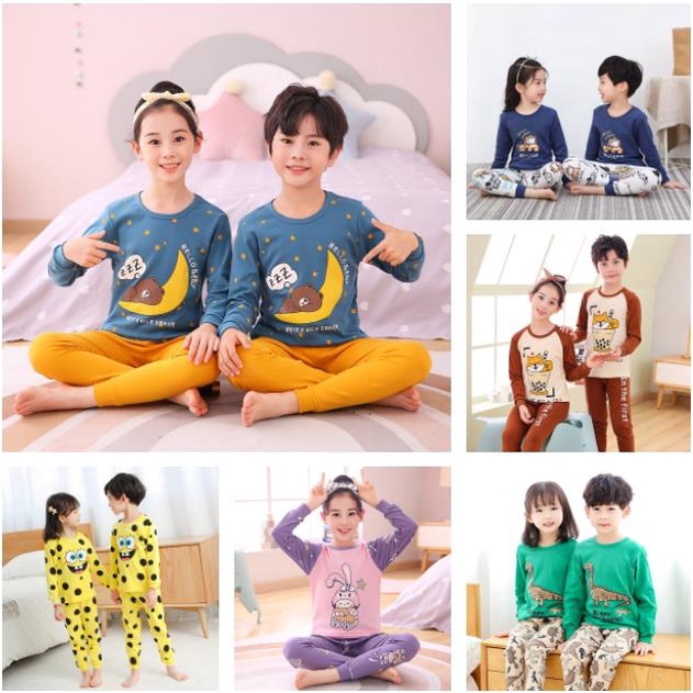 Bộ Đồ Ngủ Tay Dài 100% Cotton Dành Cho Trẻ Em Từ 2-15 Tuổi