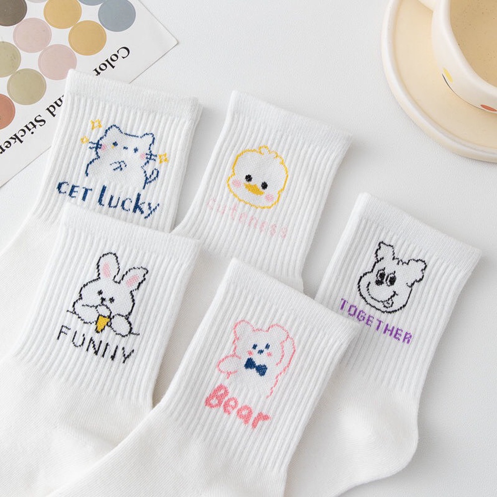 Tất vớ nữ cổ cao chất liệu cotton co giãn bốn chiều, set tất vớ nữ họa tiết xinh - Sope Shop