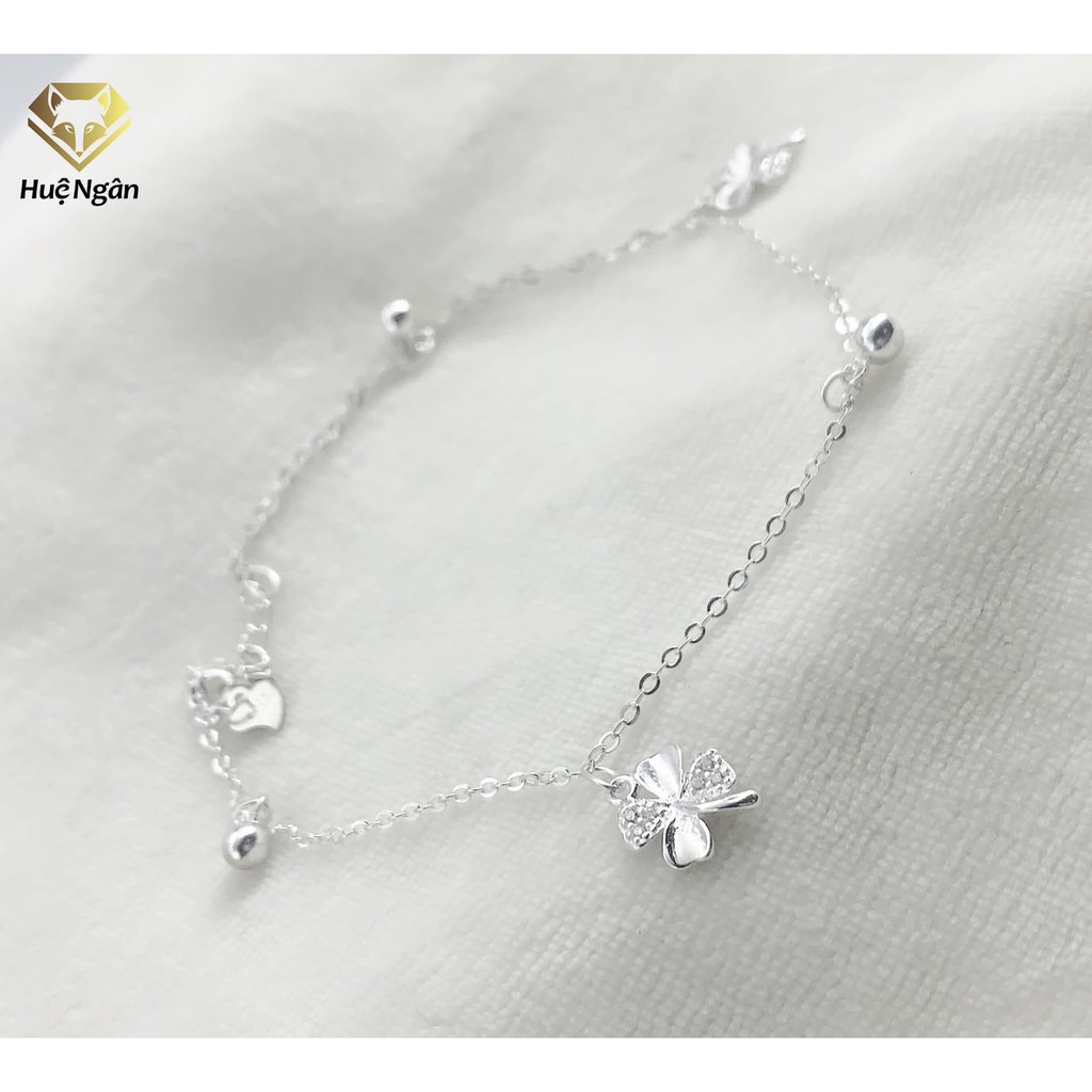 Lắc chân bạc Ý 925 Huệ Ngân - Cỏ bốn lá và chuông RYBJ50003