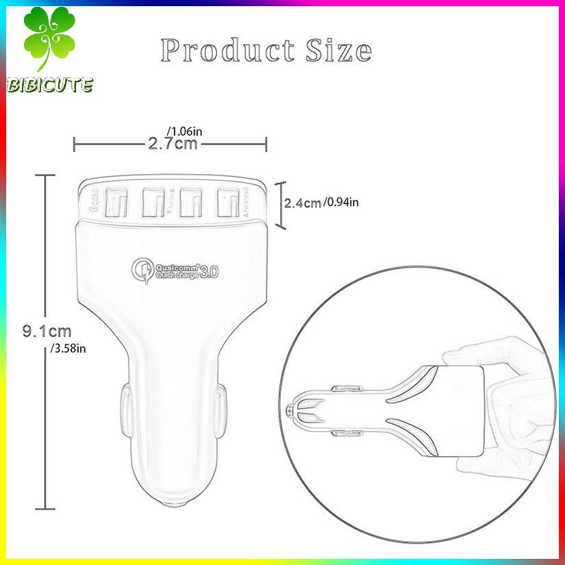 Củ Sạc Nhanh Qc3.0 4 Cổng Usb Thông Minh Cho Xe Hơi