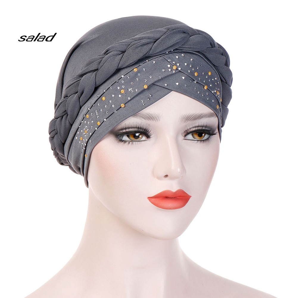 Mũ Turban Trùm Đầu Đính Đá Lấp Lánh Thời Trang Cho Phụ Nữ Hồi Giáo