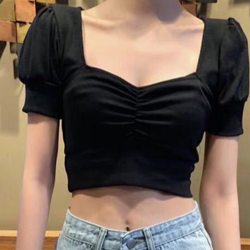 ÁO CROPTOP NHÚN NGỰC TAY PHỒNG LOẠI CAO CẤP Laca store G20-1