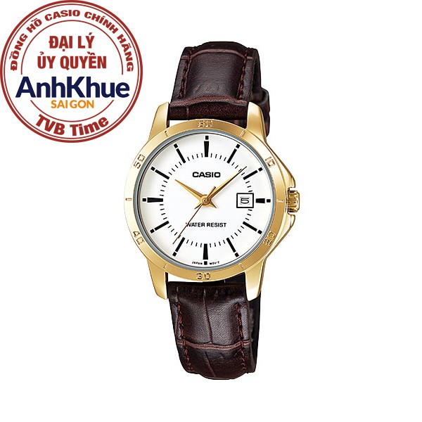 Đồng hồ nữ dây da Casio chính hãng Anh Khuê LTP-V004GL-7AUDF (30mm)