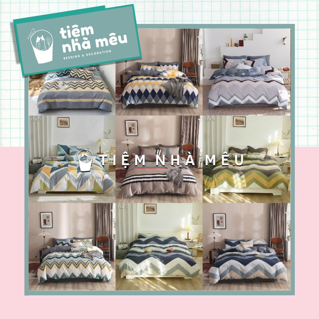 (Tặng kèm túi đựng)Bộ Chăn Ga Gối Cotton Living✨ m6/m8/2m✨Sét 4 Món Cotton 100% Thổ Cẩm Vintage Hàn Quốc - Tiệm Nhà Mêu