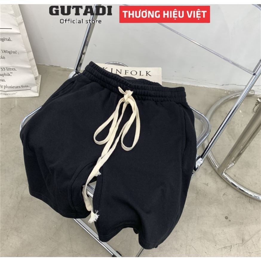 Quần Short Unisex Nam Nữ Dáng Lửng Trơn Chất Nỉ Cao Cấp Có Túi GUTADI