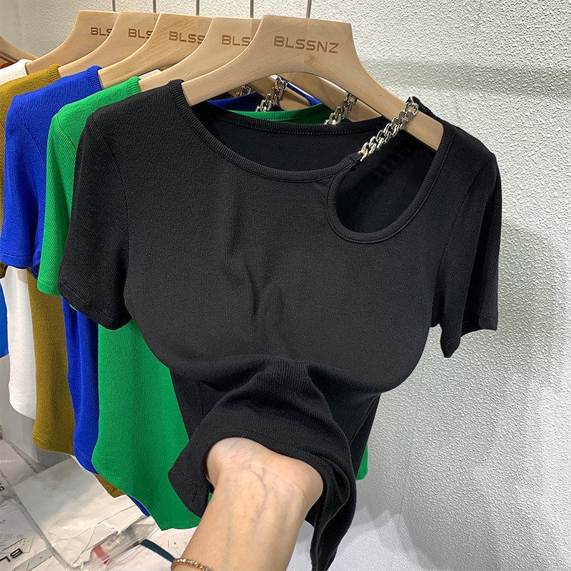 Khuyến Mãi Có Sẵn Áo Thun Tay Ngắn Màu Xanh Dương Klein Phong Cách Mới Mùa Hè Cho Nữ