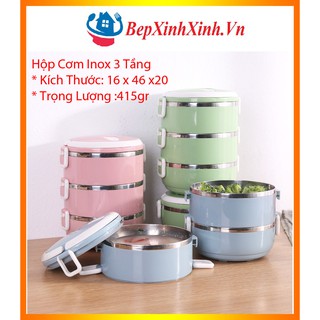 Hộp Cơm 3 Tầng ,Lõi Thép Không Rỉ , Có quai Xách ,Hộp Đựng Cơm 3 lớp có quai xách ,Bepxinhxinh