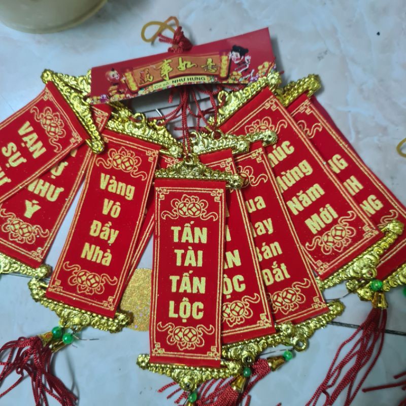 trộn nhiêù chữ bịch 10 cái liễn nhí trang trí ngày tết, treo mai đào