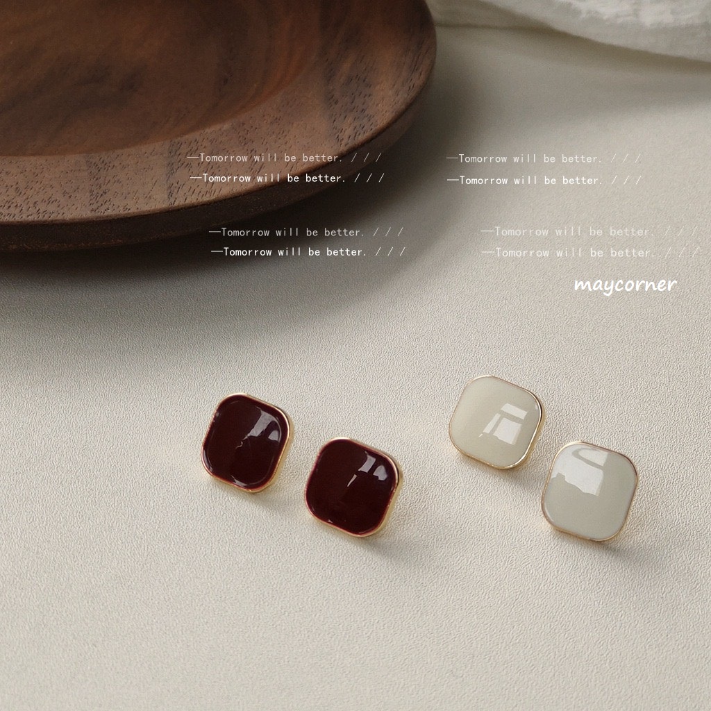 Khuyên tai hình học chốt mạ 925 cao cấp