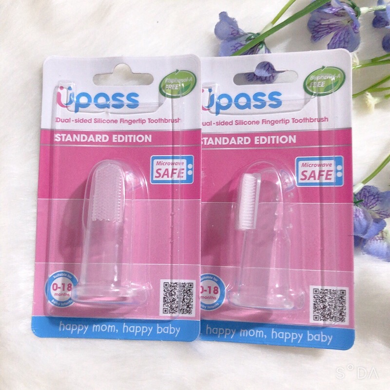 Rơ lưỡi xỏ ngón Upass/ bàn chải đánh răng cho bé silicone siêu mềm Upass Thái Lan