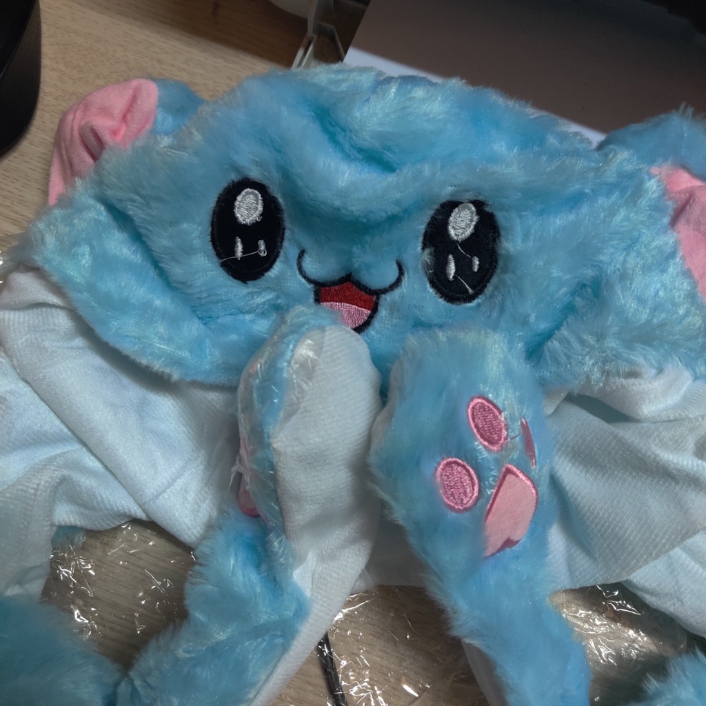 Mũ len tai thỏ giật-Mũ len gấu trúc giật Black ping dễ thương SIÊU HOT HIT