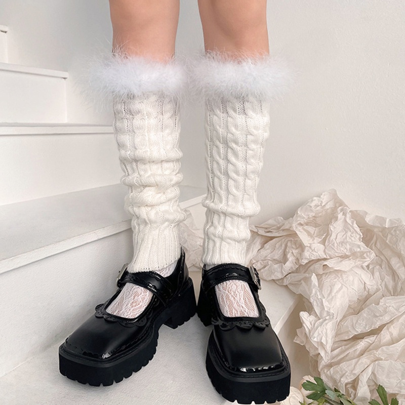 Youyo Vớ Dệt Kim Giữ Ấm Chân Mùa Đông Kẻ Sọc Phong Cách JK Thời Trang Cho Nữ St