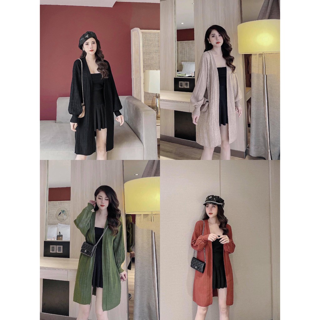 [SẴN SLL] Áo Khoác Cadigan Len Tay Bồng Dáng Dài Dàng QCL1 | BigBuy360 - bigbuy360.vn