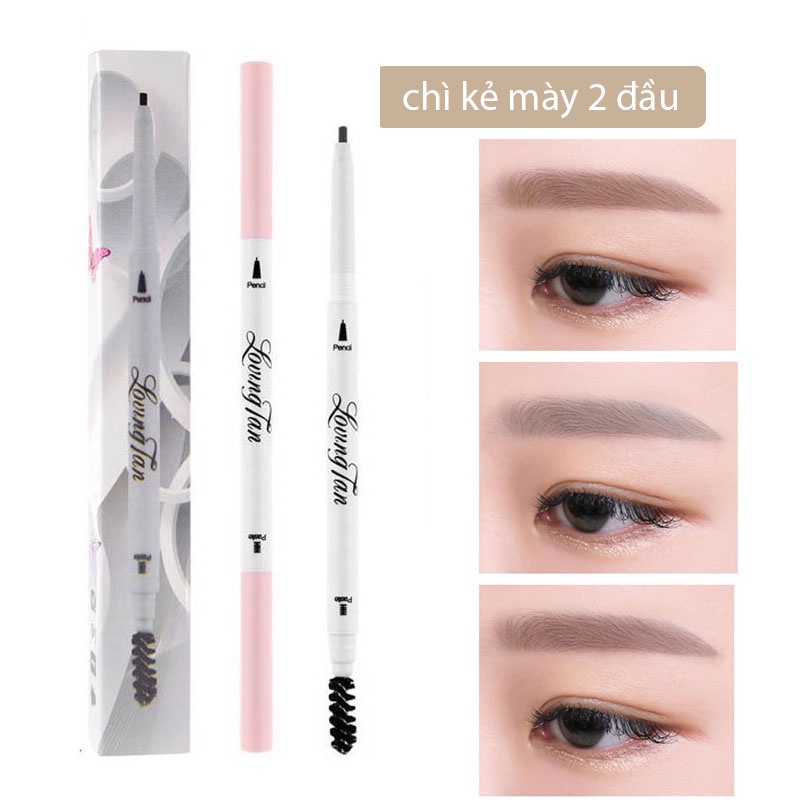 Chì kẻ mày, bút vẽ lông mày Loving 2 đầu không thấm nước lâu trôi với 6 màu