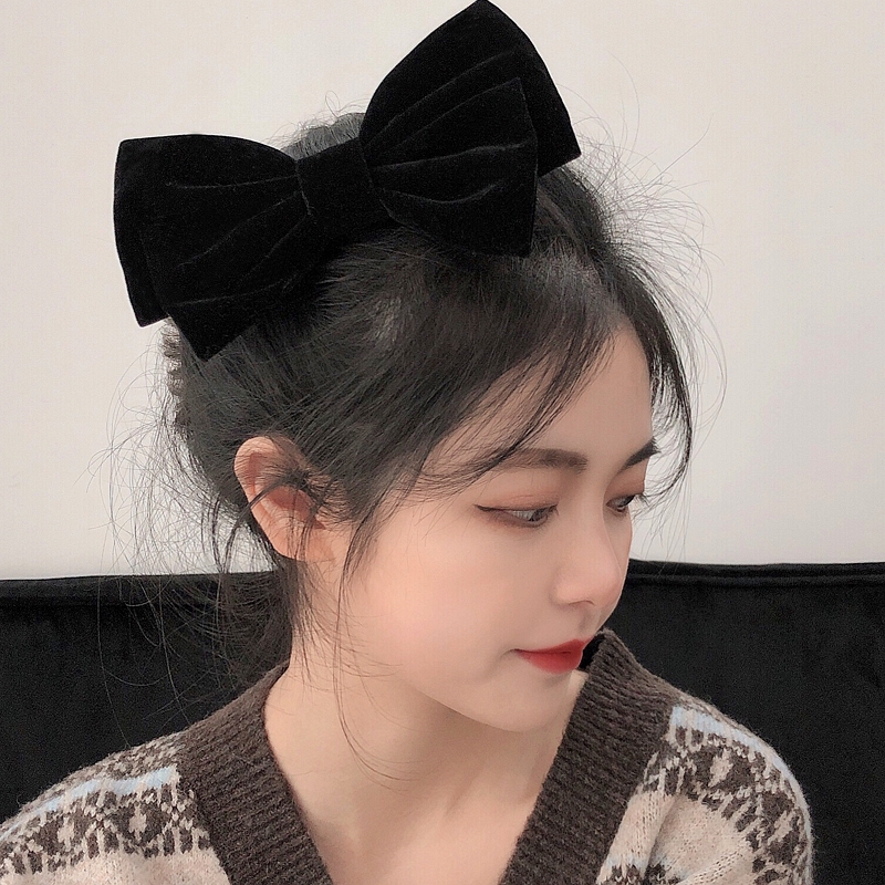 Kẹp Tóc Nơ Vải Nhung Thời Trang Thu Đông Cho Nữ