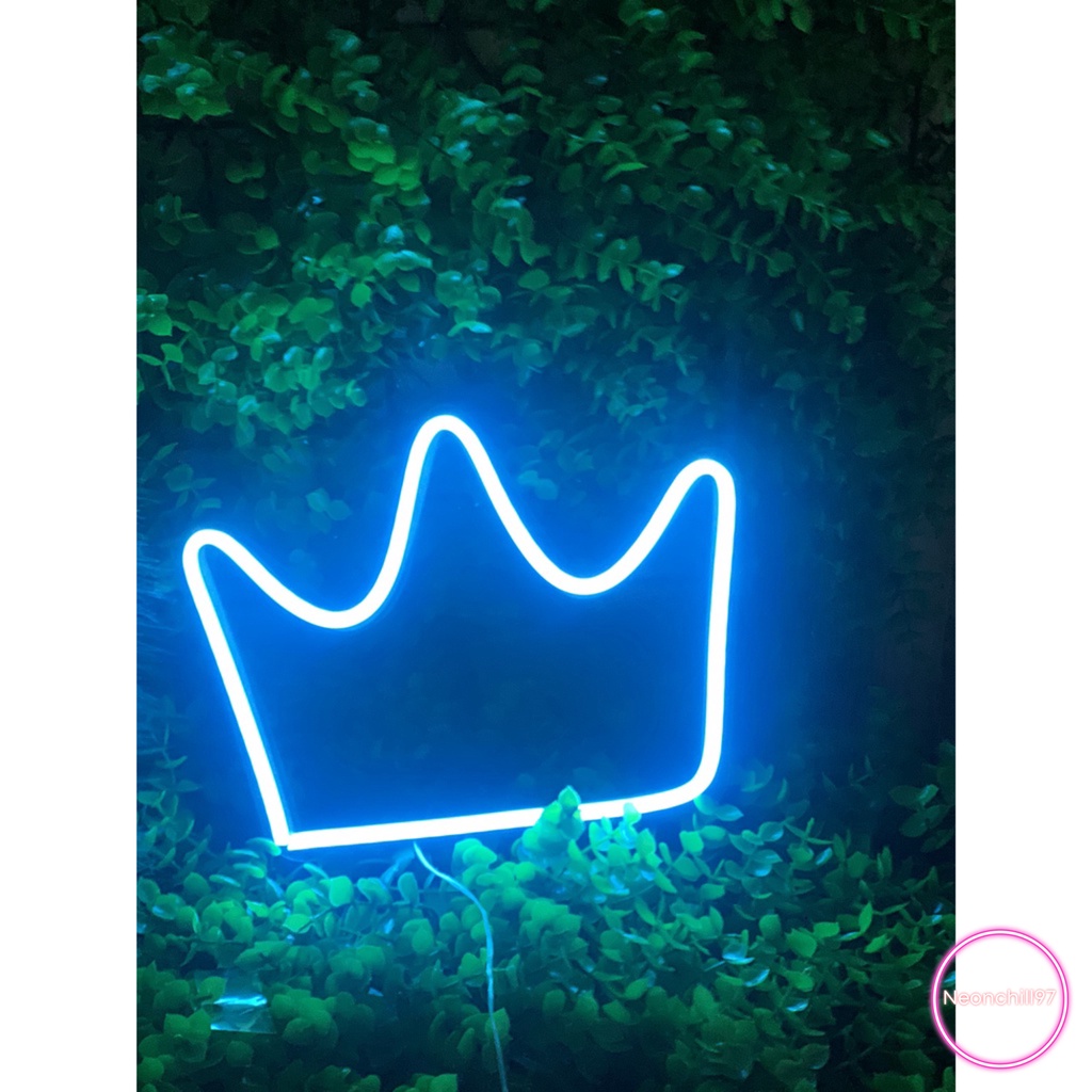 Đèn led neon vương miện Neonchill97 20cm x 15cm màu hồng, Trang trí decor nhà cửa