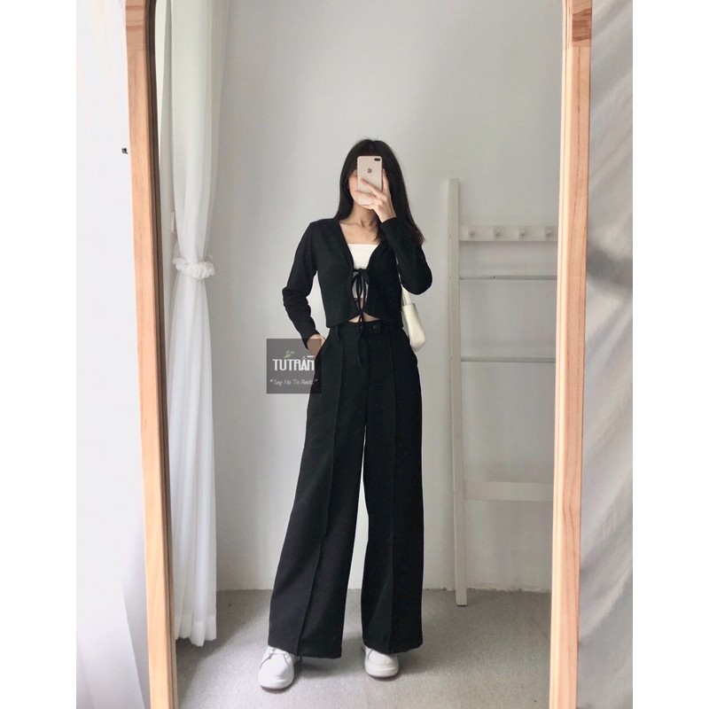Áo Cardigan croptop thun tăm
