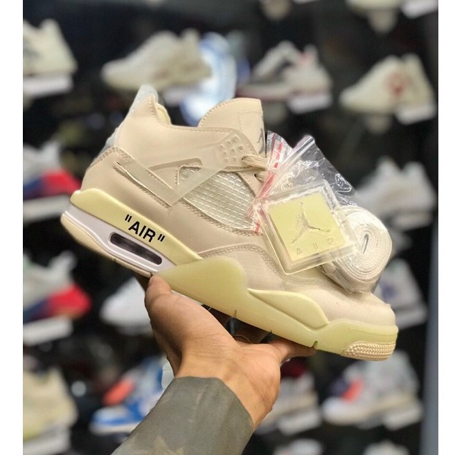 Giày Thể Thao Air Jordan 4 Sail Off White màu kem tặng 3 dây kèm Full Box Bill phụ kiện [Giày bản chuẩn] | BigBuy360 - bigbuy360.vn