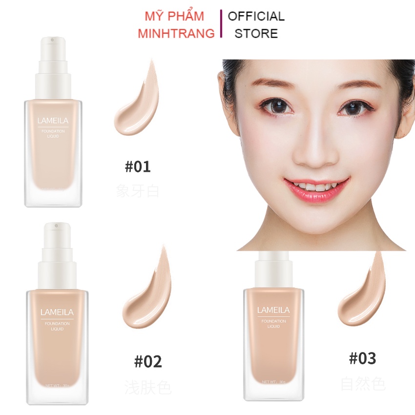 Kem nền Lameila Foundation Liquid 3059,kem dưỡng ẩm,dưỡng trắng da,kiềm dầu,che khuyết điểm tốt,lâu trôi,chống thấm nước