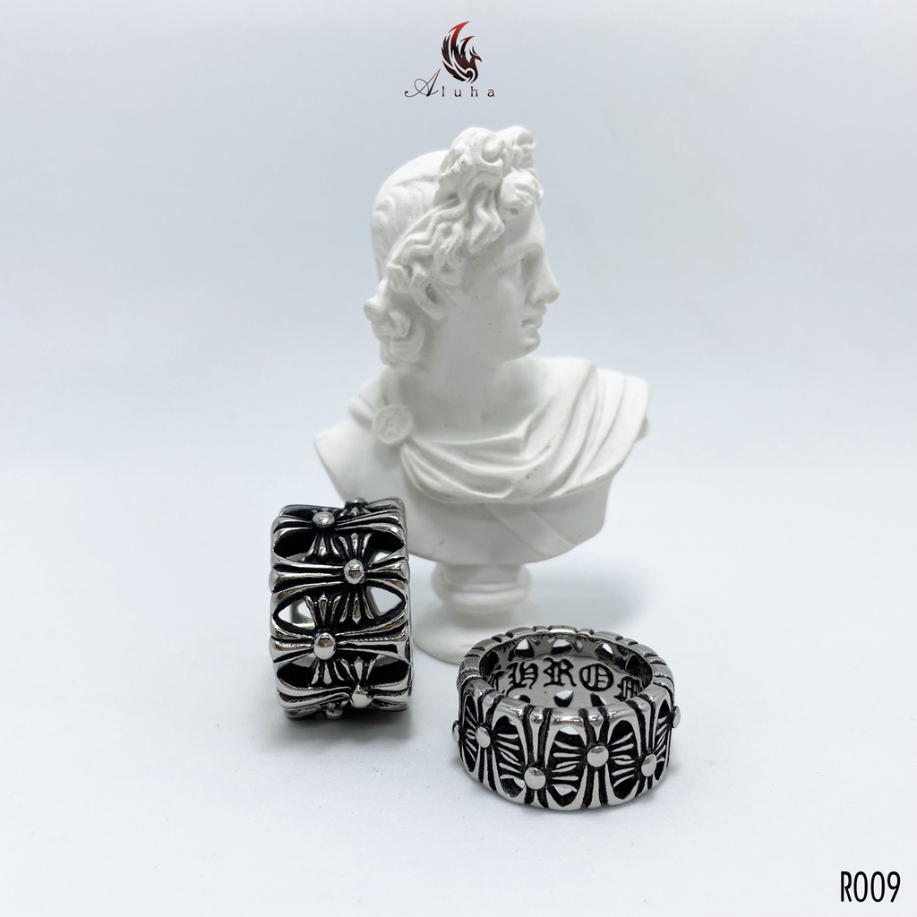 Nhẫn Titan Cemetery Cross Chrome Heart khắc chữ siêu đẹp - R009 - Aluha