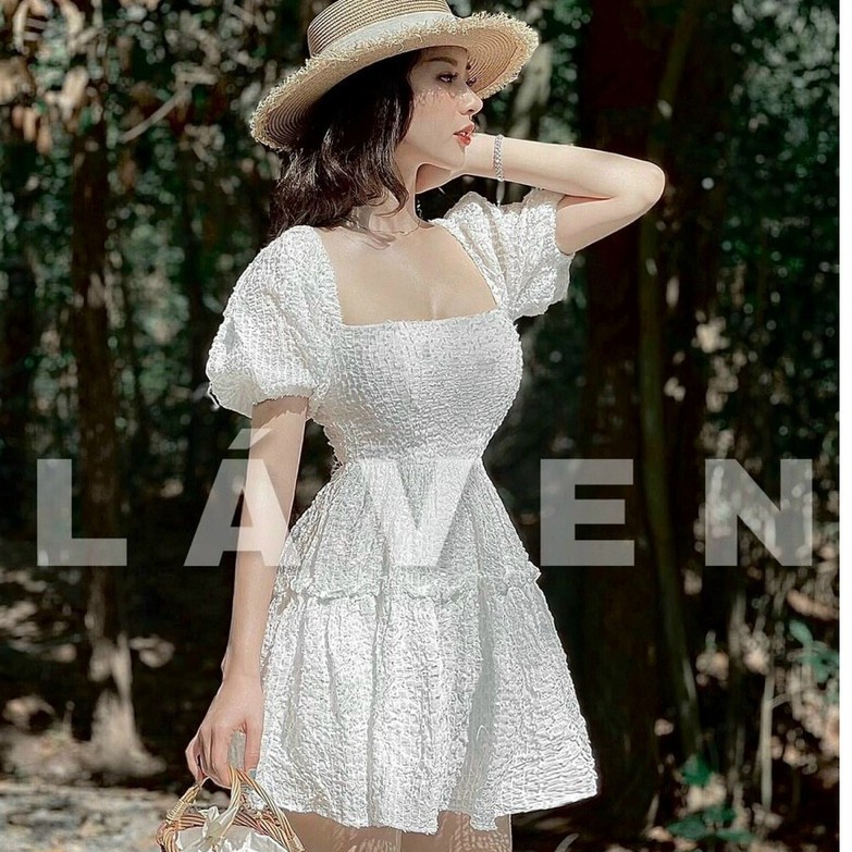 Đầm tay phồng tùng xòe nhún tầng dễ thương LP Fashion