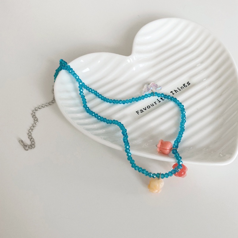 Vòng Cổ Choker Hình Hoa Tulip Đính Hạt Thời Trang Cho Nữ