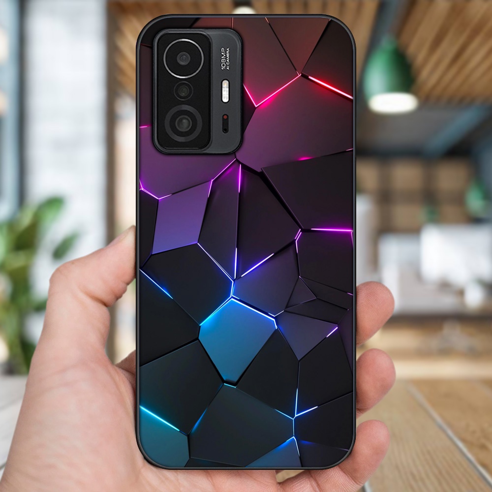 Ốp lưng Xiaomi 11T viền đen in hình hoạ tiết 3D