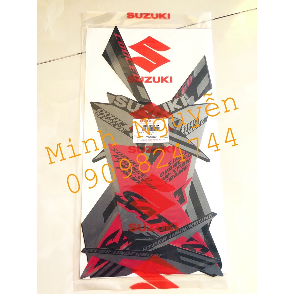 Tem Satria màu đen bóng 2022 chính hãng suzuki