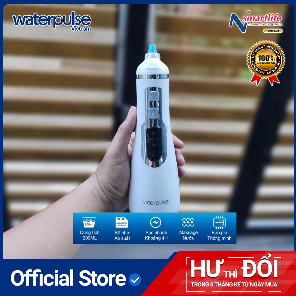 Máy tăm nước Waterpulse V700 cho người răng niềng, răng sứ, Implant răng giúp hạn chế mảng bám, viêm nướu