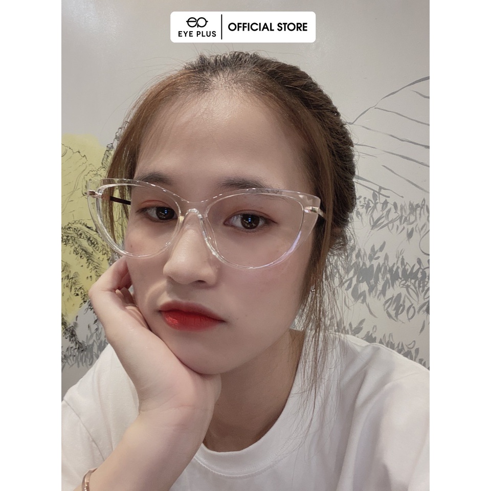 Gọng kính cận nam nữ thời trang Eye Plus dáng mắt mèo càng mảnh E350-N8887