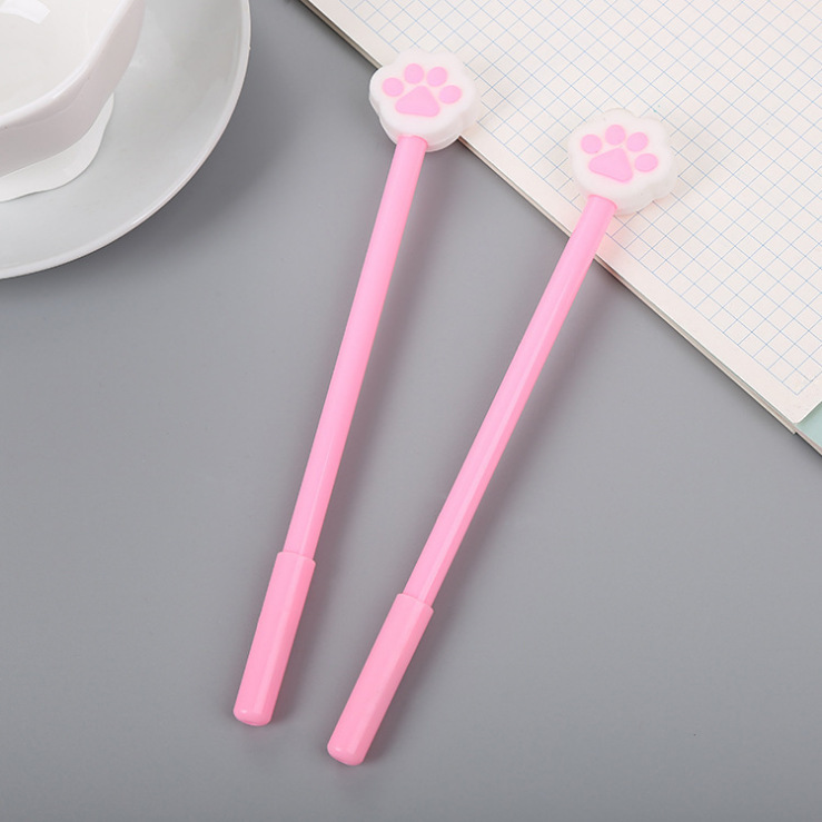 1 Bút Bi Mực Đen Ngòi 0.5mm Hình Dấu Chân Mèo Dễ Thương