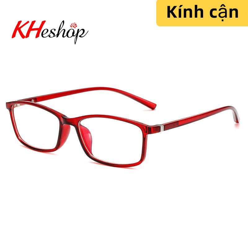 Kính Cận Thị cho Học Sinh, Người đi làm form vuông 2 màu đỏ và tím, tròng chống ánh sáng xanh màu siêu đẹp  mã Y2821