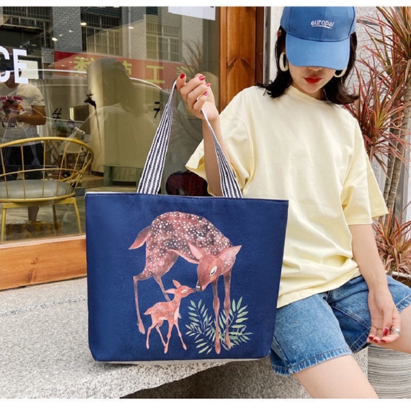 IELGY Túi Mua Sắm Đeo Vai Vải Lanh Cỡ Lớn In Họa Tiết Dân Tộc Độc Đáo Thời Trang