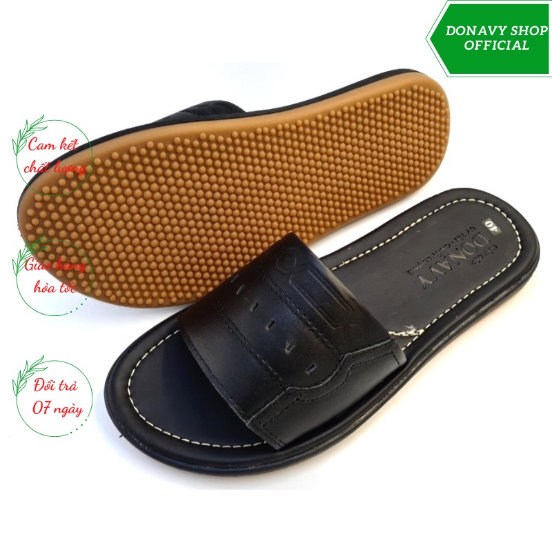 Dép Nam Da Bò 100% - Đế Cao Su Đi Rất Êm Chân D.1MC