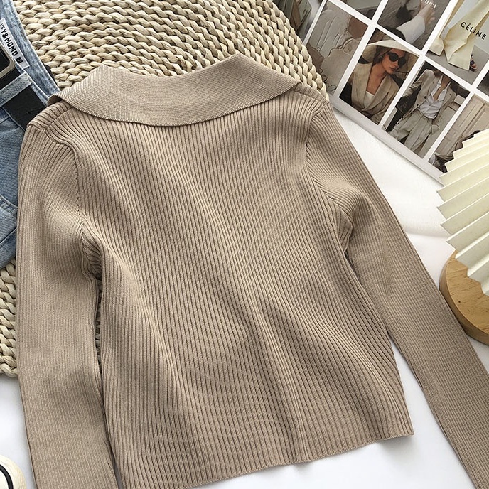 NUZIRO Áo kiểu  dệt kim tay dài phong cách Hàn Quốc thời trang dành cho nữ