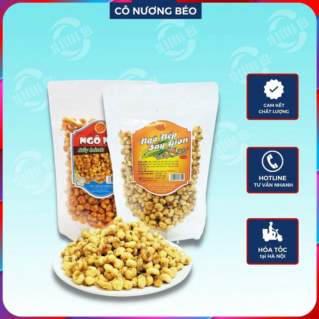 Ngô giòn sóc mắm cay, ngô sóc mắm hành gói 190g ăn vặt cô nương béo