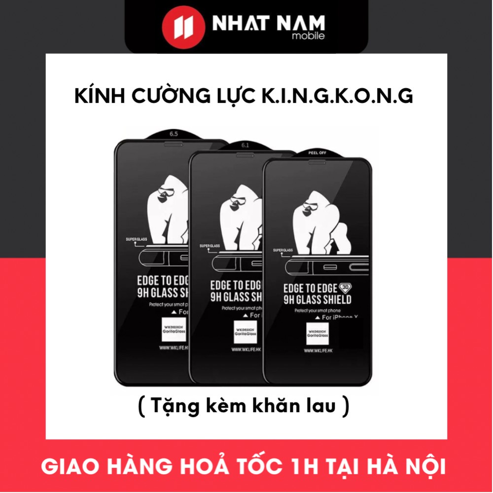 Kính Cường Lực KingKong Chính Hãng WK Full Màn cho iPhone 7Plus đến 13Promax