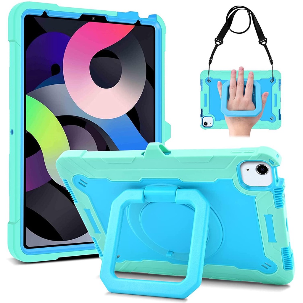 Ốp Máy Tính Bảng Chống Sốc 3 Lớp Chịu Được Sức Nặng 360 Độ Cho iPad 10th Gen 10.9 inch 2022°Ốp Lưng Có Đế DựNg Và Dây Đeo Vai Cho iPad 10.2 / iPad Air 5 / Air 4 / Air 3 / iPad Pro 11 / Mini 6
