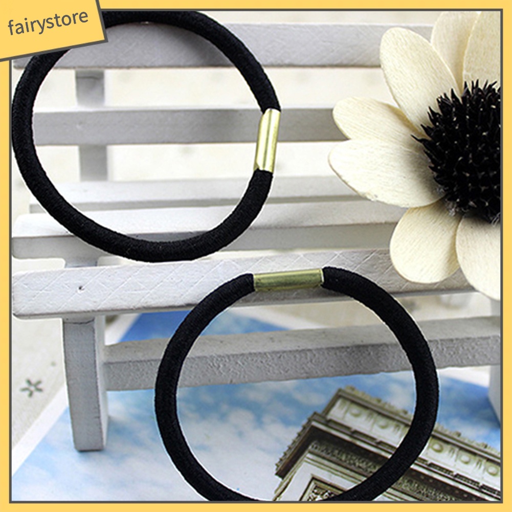 Set 10 dây cột tóc co giãn màu đen cho nữ