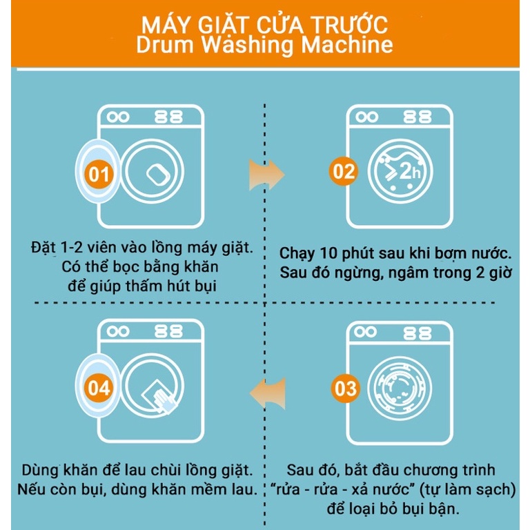 [Siêu Rẻ] Viên Tẩy Lồng Máy Giặt, Hộp 12 Viên Tẩy Máy Giặt Tiện Lợi