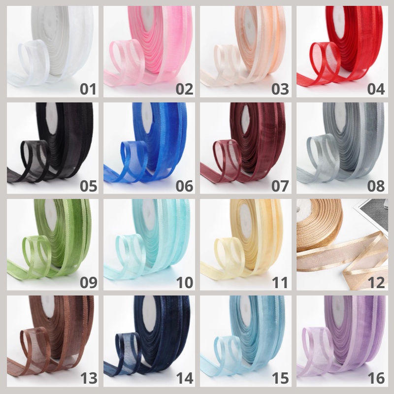 Ruy Băng Voan Trơn Viền May, Vải Organza Khổ 2.5cm Trang Trí Quà Tặng - Bó Hoa - Tiệc